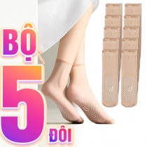 Bộ 5 Vớ Da Ngắn Trong Suốt Chống Trượt Mỏng Nhẹ JJ