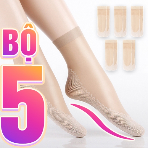 Bộ 5 Đôi Vớ Da Trong Suốt Đế Vải Cotton Nhung WZ