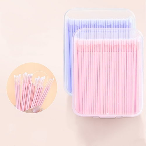 Hộp 100 Tăm Bông Nano Đầu Nhỏ Kẻ Mắt Môi Đánh Nhũ