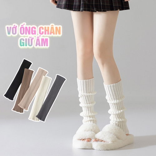  Vớ Len Ống Chân Gân Dọc Thẳng Giữ Ấm Thời Trang