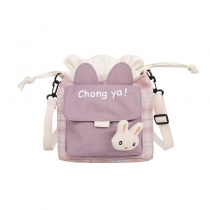 Túi Vải Tai Thỏ Caro Tặng Kèm Sticker Bông P2080