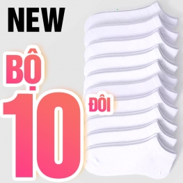 Bộ 10 Đôi Vớ Ngắn Nam Nữ Màu Trơn Basic
