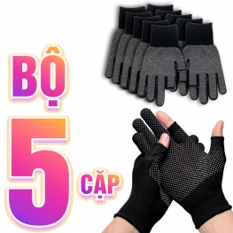 Bộ 5 Cặp Bao Tay Làm Việc Lao Động Hở Ngón Power