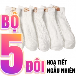 Bộ 5 Vớ Mắt Cá Trắng Hình Hoạt Hình Xinh Cloudy