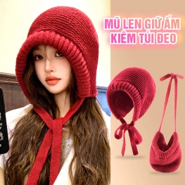 Nón Len Kiêm Túi Đeo Phủ Tai Giữ Ấm SunFlower