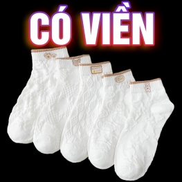Tất Vớ Mắt Cá Trắng Phối Viền Màu Hoạt Hình Cheers