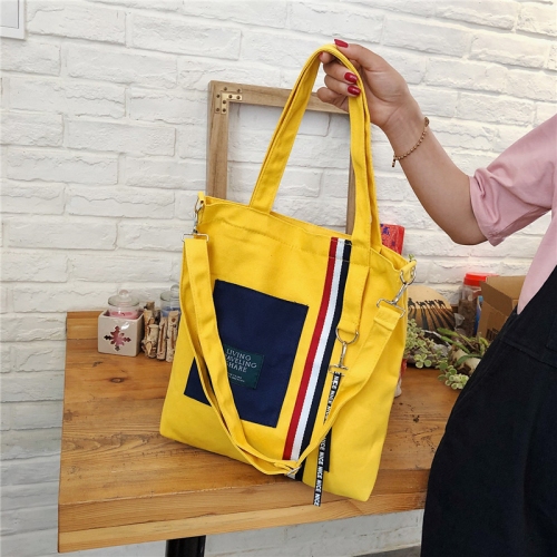 Túi Tote Living Phối Sọc Màu và Ruy Băng Chữ P1403