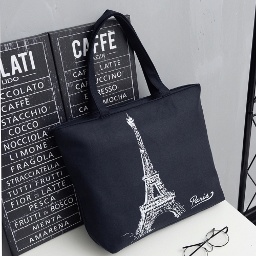 Túi Tote Nền Đen Tháp Paris Style Korea M734