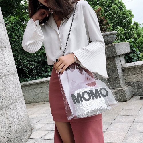 Túi Tote Trong Suốt Kèm Túi Kim Sa Momo P1261