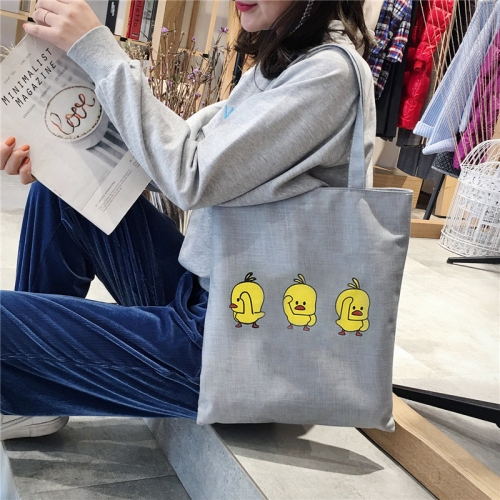 Túi Vải Tote Gray 3 Em Vịt Cute Có Dây Kéo M716